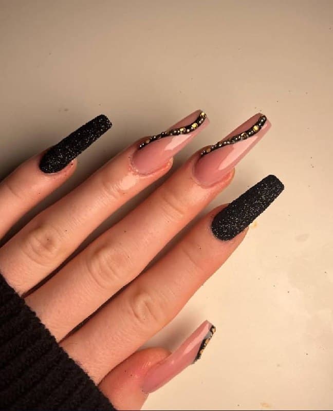 Black glitter nails
