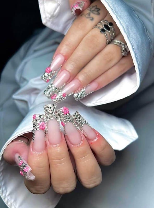 Bling pink nails