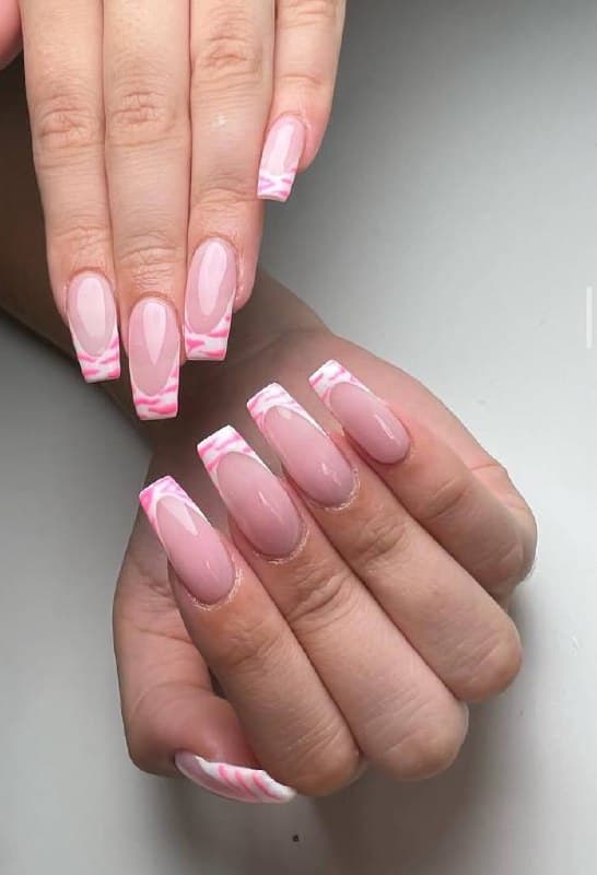 Pink marble nails
