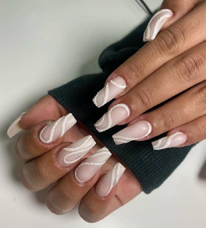 White swirl nails